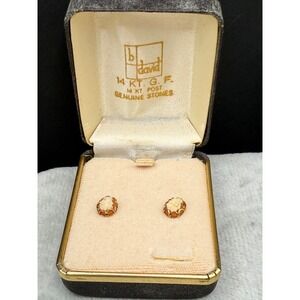 Vintage Cameo Earrings  14kt Gold Filled Pierced Genuine Stones In Box B. David